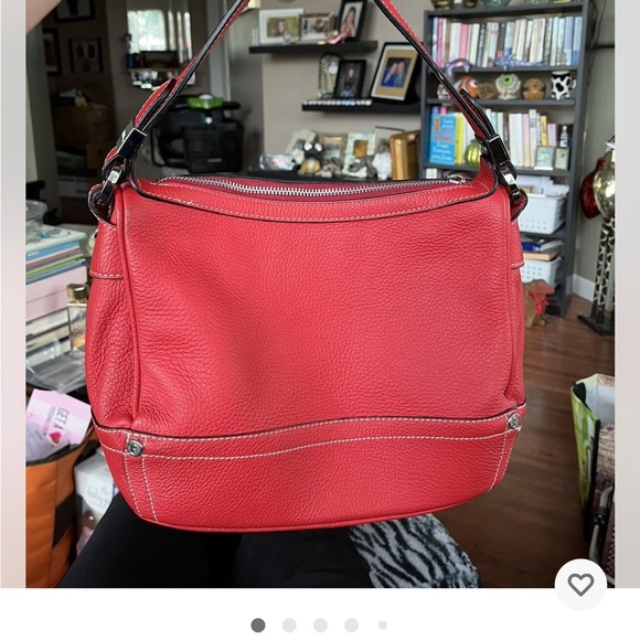 Ferre Milano Red 100% Leather Bag.  Practically New!  Only used once!  13”x9” - Picture 1 of 9